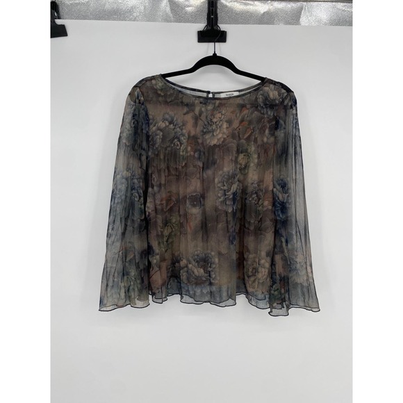Whimsigoth Sheer moody Floral Print witchy dark cottage fairy Top boho Small - Picture 6 of 11